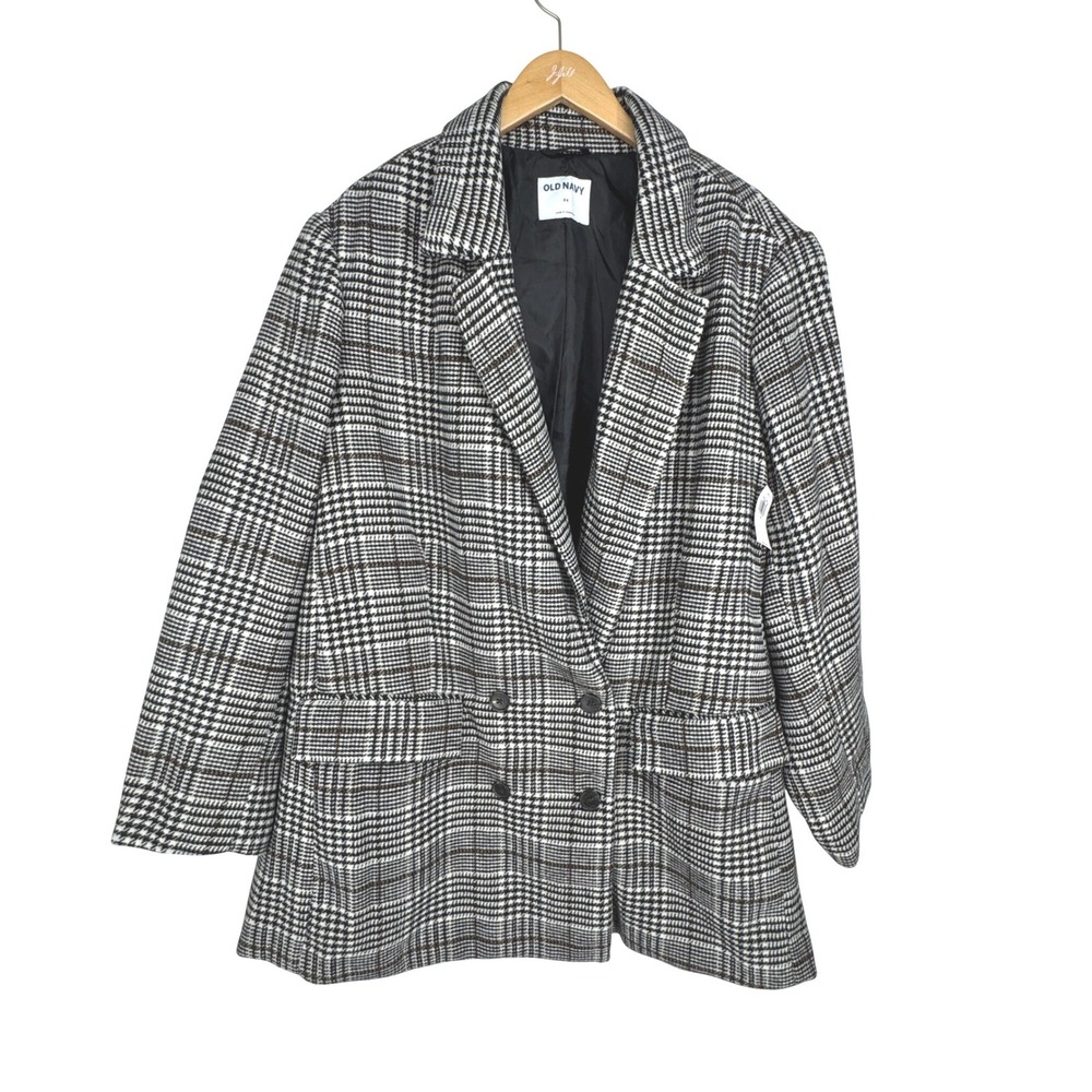 Old Navy Womens 3X NEW‎ Plaid Double Breasted Peacoat Old Money Preppy Academia